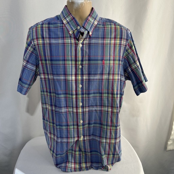 Polo Ralph Lauren Other - Polo Ralph Lauren Shirt Mens Sz L Madras Plaid Short Sleeve Button Multicolor